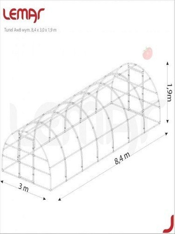 Folientunnel für den Garten 25,2 m^2 - 8,4 x 3,0 x 1,9 m